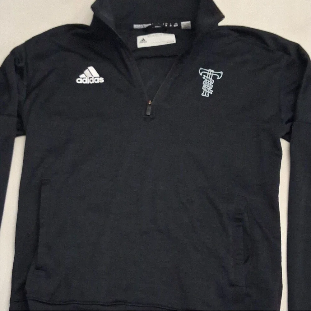 adidas Men’s Black 1/4 Zip Long Sleeve Polo Pullover Polyester Size M
